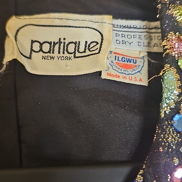 Vintage 80's Glam Women's Partique NY Jeweled Brocade Cropped Blazer Small - Picture 3 of 13